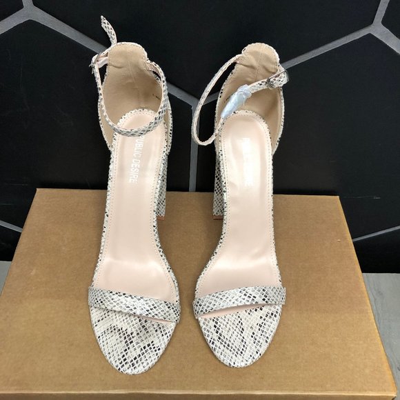 Womens Public Desire Natural Snakeskin Block Heeled Heels Summer Dressy Size 8 - Picture 3 of 6